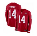 Youth Nike San Francisco 49ers #14 Y.A. Tittle Limited Red Therma Long Sleeve NFL Jersey