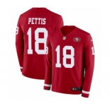 Youth Nike San Francisco 49ers #18 Dante Pettis Limited Red Therma Long Sleeve NFL Jersey