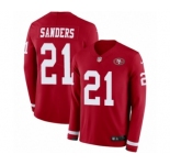 Youth Nike San Francisco 49ers #21 Deion Sanders Limited Red Therma Long Sleeve NFL Jersey