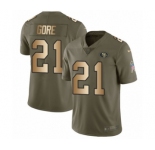 Youth Nike San Francisco 49ers #21 Frank Gore Limited Olive Gold 2017 Salute to Service NFL Jersey