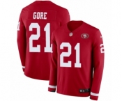 Youth Nike San Francisco 49ers #21 Frank Gore Limited Red Therma Long Sleeve NFL Jersey