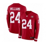 Youth Nike San Francisco 49ers #24 K'Waun Williams Limited Red Therma Long Sleeve NFL Jersey