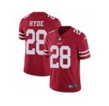 Youth Nike San Francisco 49ers #28 Carlos Hyde Vapor Untouchable Limited Red Team Color NFL Jersey