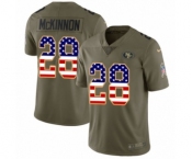 Youth Nike San Francisco 49ers #28 Jerick McKinnon Limited Olive USA Flag 2017 Salute to Service NFL Jersey