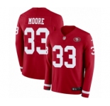 Youth Nike San Francisco 49ers #33 Tarvarius Moore Limited Red Therma Long Sleeve NFL Jersey