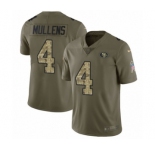 Youth Nike San Francisco 49ers #4 Nick Mullens Limited Olive Camo 2017 Salute to Service NFL Jersey