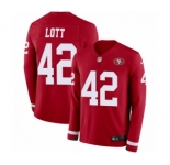 Youth Nike San Francisco 49ers #42 Ronnie Lott Limited Red Therma Long Sleeve NFL Jersey