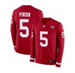 Youth Nike San Francisco 49ers #5 Bradley Pinion Limited Red Therma Long Sleeve NFL Jersey
