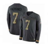 Youth Nike San Francisco 49ers #7 Colin Kaepernick Limited Black Salute to Service Therma Long Sleeve NFL Jersey