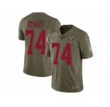 Youth Nike San Francisco 49ers #74 Joe Staley Limited Olive 2017 Salute to Service NFL Jersey