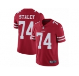 Youth Nike San Francisco 49ers #74 Joe Staley Vapor Untouchable Limited Red Team Color NFL Jersey