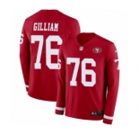 Youth Nike San Francisco 49ers #76 Garry Gilliam Limited Red Therma Long Sleeve NFL Jersey