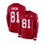 Youth Nike San Francisco 49ers #81 Terrell Owens Limited Red Therma Long Sleeve NFL Jersey