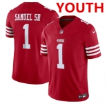 Youth San Francisco 49ers #1 Deebo Samuel Red 2024 F.U.S.E. Vapor Untouchable Limited Football Stitched Jersey
