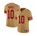 Youth San Francisco 49ers #10 Jimmy Garoppolo Limited Gold Inverted Legend Football Jersey