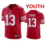 Youth San Francisco 49ers #13 Brock Purdy Red Vapor Untouchable Limited Stitched Football Jersey