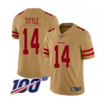 Youth San Francisco 49ers #14 Y.A. Tittle Limited Gold Inverted Legend 100th Season Football Jersey
