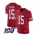 Youth San Francisco 49ers #15 Trent Taylor Red Team Color Vapor Untouchable Limited Player 100th Season Football Jersey