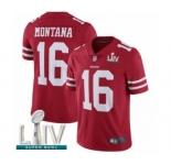 Youth San Francisco 49ers #16 Joe Montana Red Team Color Vapor Untouchable Limited Player Super Bowl LIV Bound Football Jersey