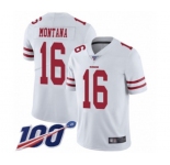 Youth San Francisco 49ers #16 Joe Montana White Vapor Untouchable Limited Player 100th Season Football Jersey
