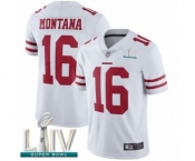 Youth San Francisco 49ers #16 Joe Montana White Vapor Untouchable Limited Player Super Bowl LIV Bound Football Jersey