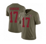Youth San Francisco 49ers #17 Emmanuel Sanders Limited Olive 2017 Salute to Service Football Jersey