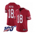 Youth San Francisco 49ers #18 Dante Pettis Red Team Color Vapor Untouchable Limited Player 100th Season Football Jersey