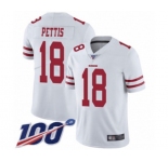 Youth San Francisco 49ers #18 Dante Pettis White Vapor Untouchable Limited Player 100th Season Football Jersey