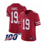 Youth San Francisco 49ers #19 Deebo Samuel Red Team Color Vapor Untouchable Limited Player 100th Season Football Jersey