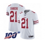 Youth San Francisco 49ers #21 Deion Sanders White Vapor Untouchable Limited Player 100th Season Football Jersey