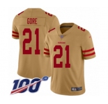Youth San Francisco 49ers #21 Frank Gore Limited Gold Inverted Legend 100th Season Football Jersey