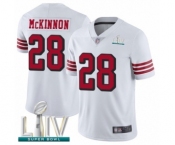 Youth San Francisco 49ers #28 Jerick McKinnon Limited White Rush Vapor Untouchable Super Bowl LIV Bound Football Jersey