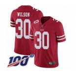 Youth San Francisco 49ers #30 Jeff Wilson Red Team Color Vapor Untouchable Limited Player 100th Season Football Jersey