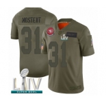 Youth San Francisco 49ers #31 Raheem Mostert Limited Olive 2019 Salute to Service Super Bowl LIV Bound Football Jersey