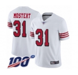 Youth San Francisco 49ers #31 Raheem Mostert Limited White Rush Vapor Untouchable 100th Season Football Jersey