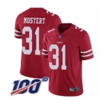 Youth San Francisco 49ers #31 Raheem Mostert Red Team Color Vapor Untouchable Limited Player 100th Season Football Jersey
