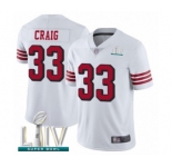 Youth San Francisco 49ers #33 Roger Craig Limited White Rush Vapor Untouchable Super Bowl LIV Bound Football Jersey