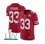 Youth San Francisco 49ers #33 Roger Craig Red Team Color Vapor Untouchable Limited Player Super Bowl LIV Bound Football Jersey