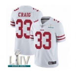Youth San Francisco 49ers #33 Roger Craig White Vapor Untouchable Limited Player Super Bowl LIV Bound Football Jersey