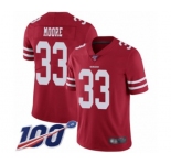 Youth San Francisco 49ers #33 Tarvarius Moore Red Team Color Vapor Untouchable Limited Player 100th Season Football Jersey