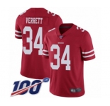 Youth San Francisco 49ers #34 Jason Verrett Red Team Color Vapor Untouchable Limited Player 100th Season Football Jersey