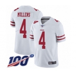 Youth San Francisco 49ers #4 Nick Mullens White Vapor Untouchable Limited Player 100th Season Football Jersey