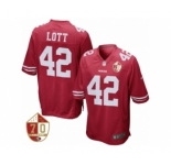 Youth San Francisco 49ers #42 Ronnie Lott Nike Scarlet 70th Anniversary Patch Retired Game Jersey