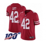Youth San Francisco 49ers #42 Ronnie Lott Red Team Color Vapor Untouchable Limited Player 100th Season Football Jersey