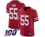 Youth San Francisco 49ers #55 Dee Ford Red Team Color Vapor Untouchable Limited Player 100th Season Football Jersey