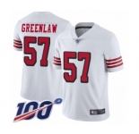 Youth San Francisco 49ers #57 Dre Greenlaw Limited White Rush Vapor Untouchable 100th Season Football Jersey