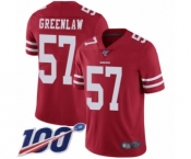 Youth San Francisco 49ers #57 Dre Greenlaw Red Team Color Vapor Untouchable Limited Player 100th Season Football Jersey