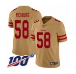 Youth San Francisco 49ers #58 Weston Richburg Limited Gold Inverted Legend 100th Season Football Jersey