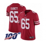 Youth San Francisco 49ers #65 Joshua Garnett Red Team Color Vapor Untouchable Limited Player 100th Season Football Jersey