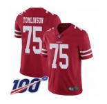 Youth San Francisco 49ers #75 Laken Tomlinson Red Team Color Vapor Untouchable Limited Player 100th Season Football Jersey